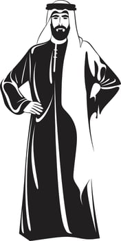 Mystic Presence Monochromatic Emblem Depicting Black Vector Logo of an Arabic Man Cultural Elegance Vector Black Logo Showcasing Arabic Man in Elegant Style
