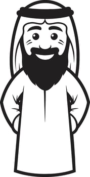 Sartorial Nobility Elegant Emblem with Black Vector Logo of Arabic Man Arabian Legacy Monochrome Icon Showcasing Arabic Man Logo Design in Vector