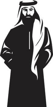 Cultural Sovereignty Black Icon Showcasing Arabic Man Logo Design in Vector Sartorial Nobility Sleek Vector Logo with Arabic Man Silhouette in Black