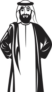 Cultural Sovereignty Sleek Vector Logo Design of an Arabic Man Silhouette Sartorial Nobility Elegant Emblem with Black Vector Logo of Arabic Man
