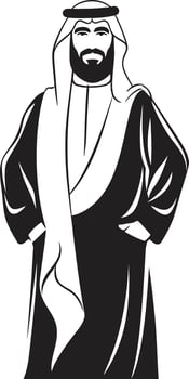 Noble Traditions Elegant Emblem with Vector Logo of an Arabic Man Mystic Presence Monochromatic Vector Logo Design Featuring Arabic Man
