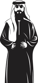 Mystic Presence Black Icon Showcasing Arabic Man Logo Design in Sleek Style Cultural Elegance Vector Black Logo Illustrating Arabic Man in Elegant Style
