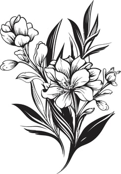 Botanical Beauty Monochrome Emblem Featuring Elegant Floral Design Whispers of Nature Black Icon with Vector Logo of Botanical Blooms