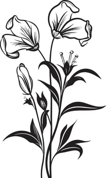 Timeless Petals Elegant Black Icon Showcasing Botanical Florals Natures Harmony Chic Vector Logo Design with Black Floral Elements