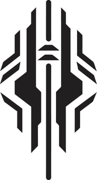 Neural Net Elegance Monochrome Vector Logo for Cybernetic Bliss Code Symphony Sleek Black Emblem Illustrating Cybernetic Harmony