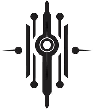 Quantum Quotient Abstract Vector Logo Design in Black Cybernetics Circuit Couture Elegant Monochrome Symbol for Cybernetic Lovers