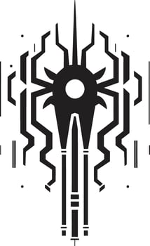 Binary Brilliance Sleek Cybernetic Symbol in Black Monochrome Robotic Rhythms Elegant Vector Logo Illustrating Cybernetic Evolution