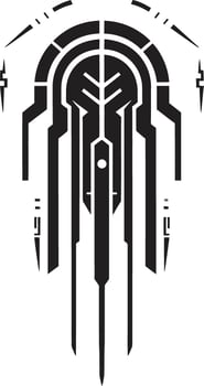 Pixelated Progress Abstract Cybernetic Symbol in Black Vector Logo Binary Brilliance Chic Emblem Illustrating Cybernetic Sophistication