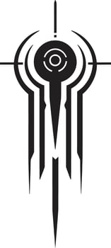 Technological Transcendence Monochrome Vector Emblem for Cybernetic Lovers Pixelated Progress Abstract Cybernetic Symbol in Black Vector Logo