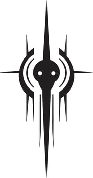 Neural Net Elegance Sleek Black Icon Featuring Cybernetic Vector Digital Nexus Abstract Cybernetic Symbol in Monochrome Vector Logo