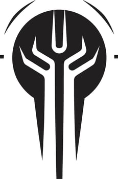 Binary Harmony Elegant Emblem of Cybernetic Abstract Design Futuristic Fusion Monochrome Cybernetic Symbol in Black Vector