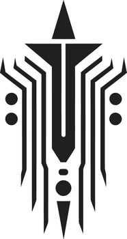 Code Canvas Sleek Black Abstract Symbol for Cybernetic Harmony Quantum Quill Abstract Vector Logo Design in Black Cybernetics