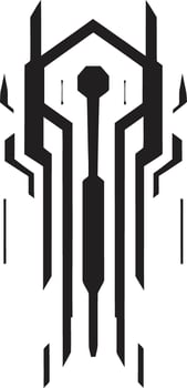 Tech Tranquility Chic Abstract Logo Illustrating Cybernetic Sophistication Neural Noir Monochrome Vector Logo for Cybernetic Bliss