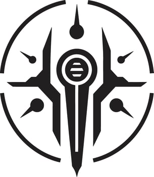 Binary Beauty Elegant Emblem of Abstract Cybernetic Design Futuristic Finesse Monochrome Cybernetic Symbol in Black Vector
