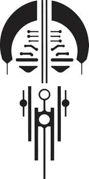 Digital Dynamics Monochrome Vector Logo for Cybernetic Lovers Technological Transcendence Chic Black Abstract Cybernetic Emblem