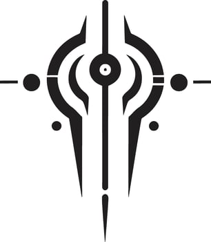 Futuristic Finesse Sleek Vector Logo Illustrating Cybernetic Bliss Tech Threads Elegant Black Icon with Cybernetic Abstract Symbol