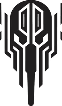 Digital Nexus Sleek Black Vector Emblem Featuring Cybernetic Harmony Binary Harmony Elegant Cybernetic Symbol in Monochrome Design