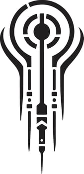 Techno Threads Monochrome Cybernetic Symbol in Black Design Neural Net Elegance Chic Abstract Logo Illustrating Cybernetic Evolution vector
