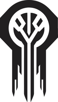 Digital Dynamics Monochrome Emblem Illustrating Cybernetic Harmony Technological Transcendence Chic Black Abstract Cybernetic Design vector