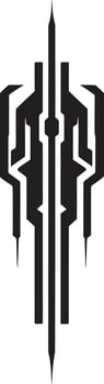 Robotic Rhythms Sleek Vector Logo Featuring Cybernetic Harmony Data Dance Chic Black Icon with Abstract Cybernetic Symbol