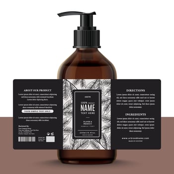 Cosmetic print label and packaging bottle jar skin care cream, lotion, face wash, oil, and soap beauty design. vector