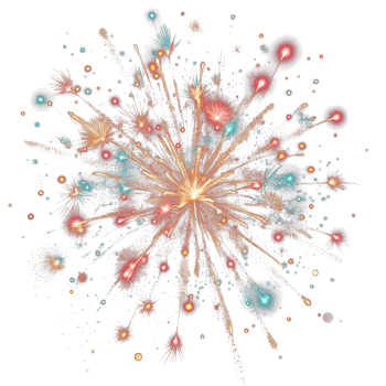 AI generated fireworks isolate PNG transparent background