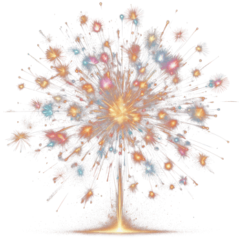 AI generated fireworks isolate PNG transparent background