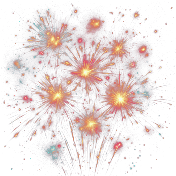 AI generated fireworks isolate PNG transparent background