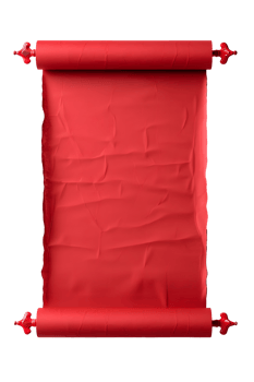 AI generated Rolled Red Paper Banner png