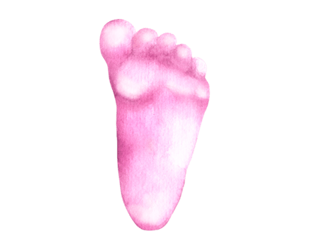 Baby footprints blue and pink feet. Watercolor illustration hand draw  background. Gender party boy or girl, newborn celebration, happy birthday. For congratulations, invitation card. png