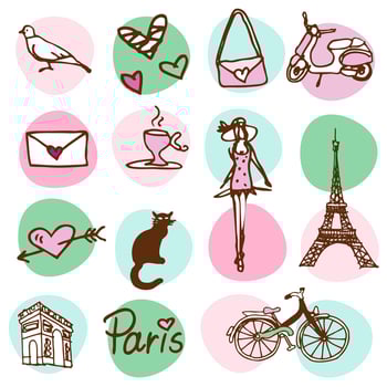 Paris, Drawing, Cute design vector