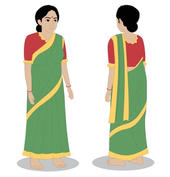 Indian Village women wearing saree cartoon character design vector