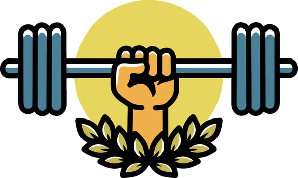 Barbell gym fitness logo design vector