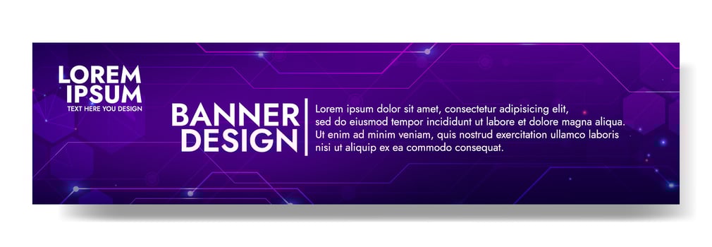 Gradient Digital technology banner. Futuristic banner for various design projects such as websites, presentations, print materials, social media posts vector