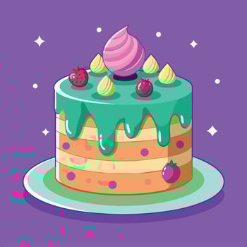 Beautiful colorful image of a birthday cake. cake with candles on it vector