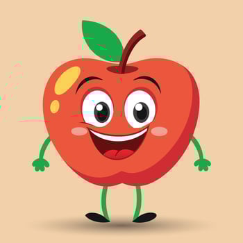 Smiling apple with eyes cute funny apple fruit cartoon style vector design illustration