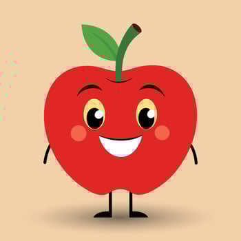 Smiling apple with eyes cute funny apple fruit cartoon style vector design illustration