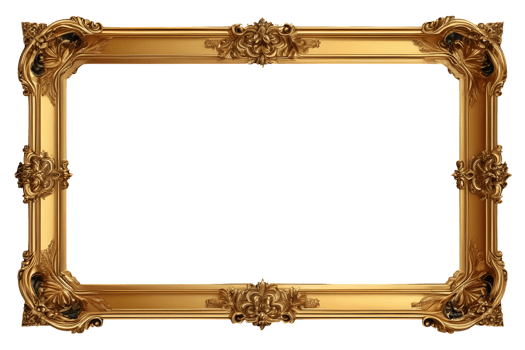 AI generated Decorative vintage frames and borders, Gold photo frame with corner for picture, isolated on transparent background generative ai png