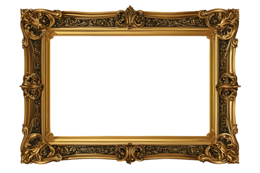 AI generated Decorative vintage frames and borders, Gold photo frame with corner for picture, isolated on transparent background generative ai png