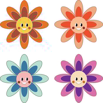 Set of retro flowers vector