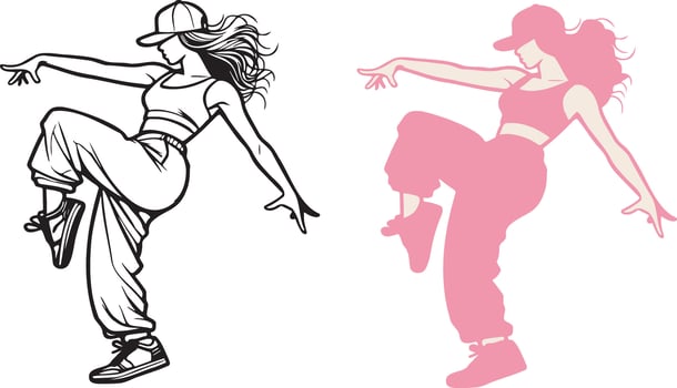 Street Dance Girl Illustration. vector