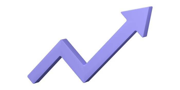 3D Rising arrow icon isolated on transparent background. png