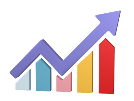 3D Growth diagram with Rising arrow icon isolated on transparent background. png