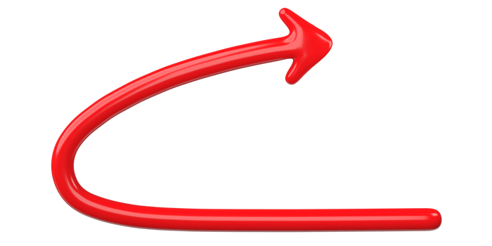 3D Red Curved Arrow Isolated on transparent background. png