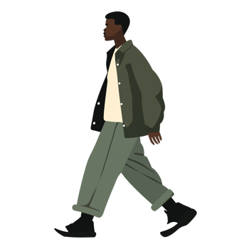 AI generated Stylish Black Man Walking , Transparent Background, Loose and Fluid Style png