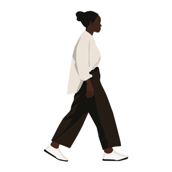 AI generated Stylish Black woman Walking , Transparent Background, Loose and Fluid Style png