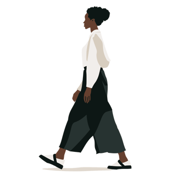 AI generated Stylish Black woman Walking , Transparent Background, Loose and Fluid Style png
