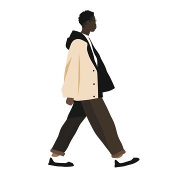 AI generated Stylish Black Man Walking , Transparent Background, Loose and Fluid Style png