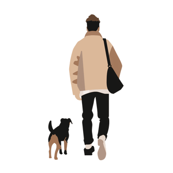 AI generated Stylish Man Walking with dog, Transparent Background, Loose and Fluid Style png