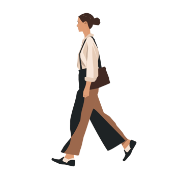 AI generated Stylish Woman Walking with Handbag, Transparent Background, Loose and Fluid Style png